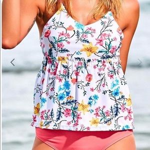 Adorable floral and orange tankini set